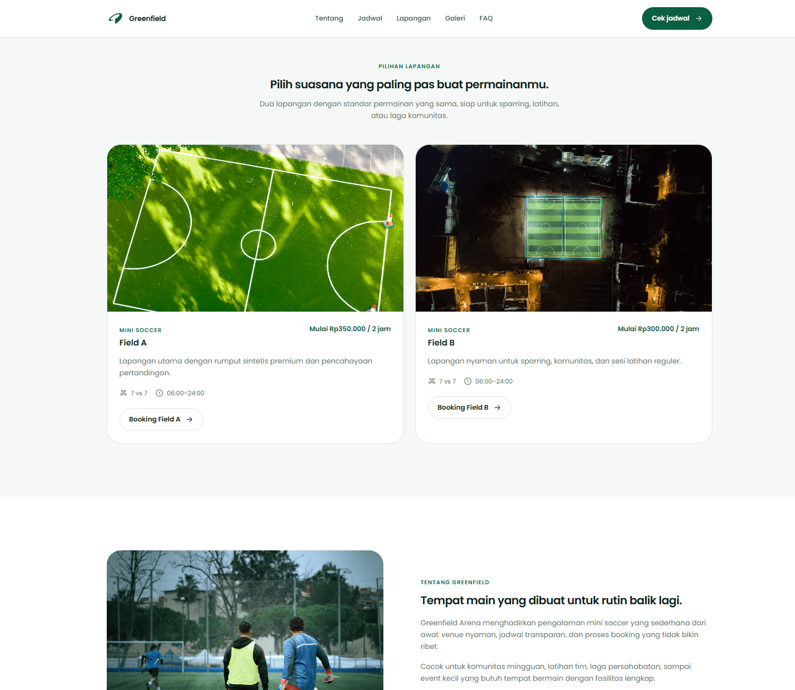 Website Booking Lapangan product view 2