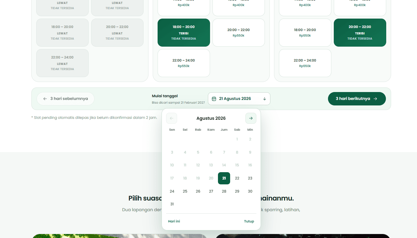 Greenfield schedule date navigation