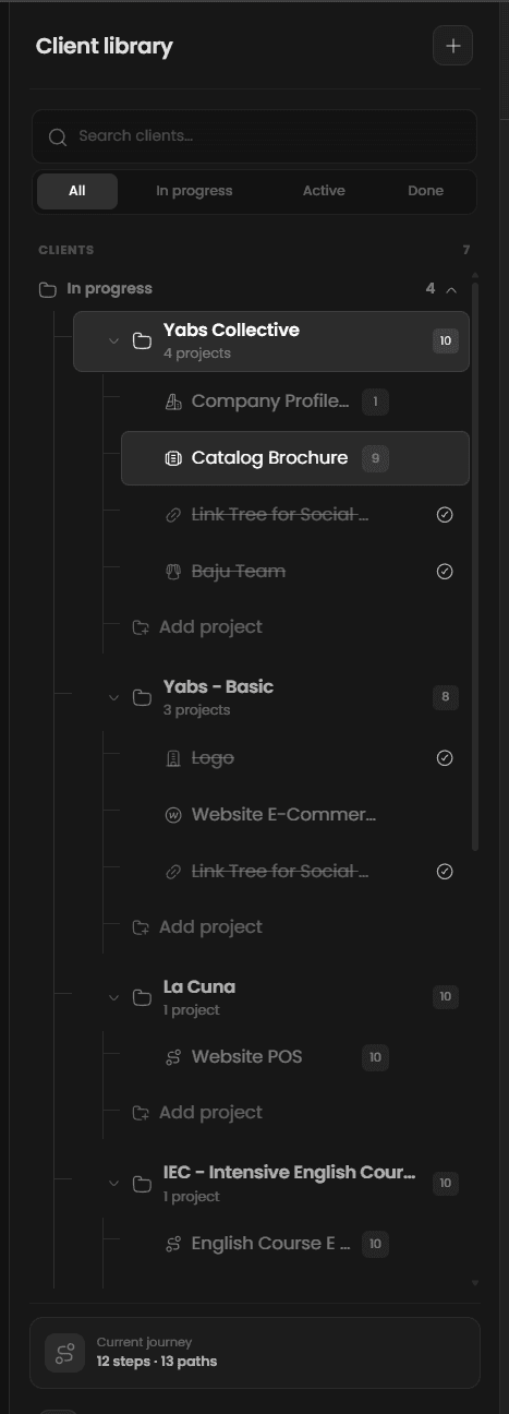 Flowdesk searchable client and project library