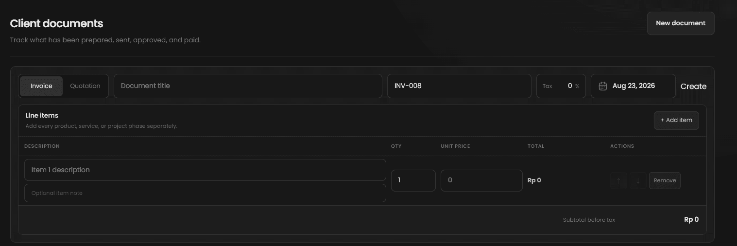 Flowdesk invoice and quotation document builder