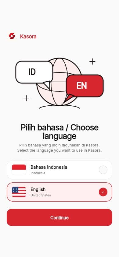 Kasora mobile language setup