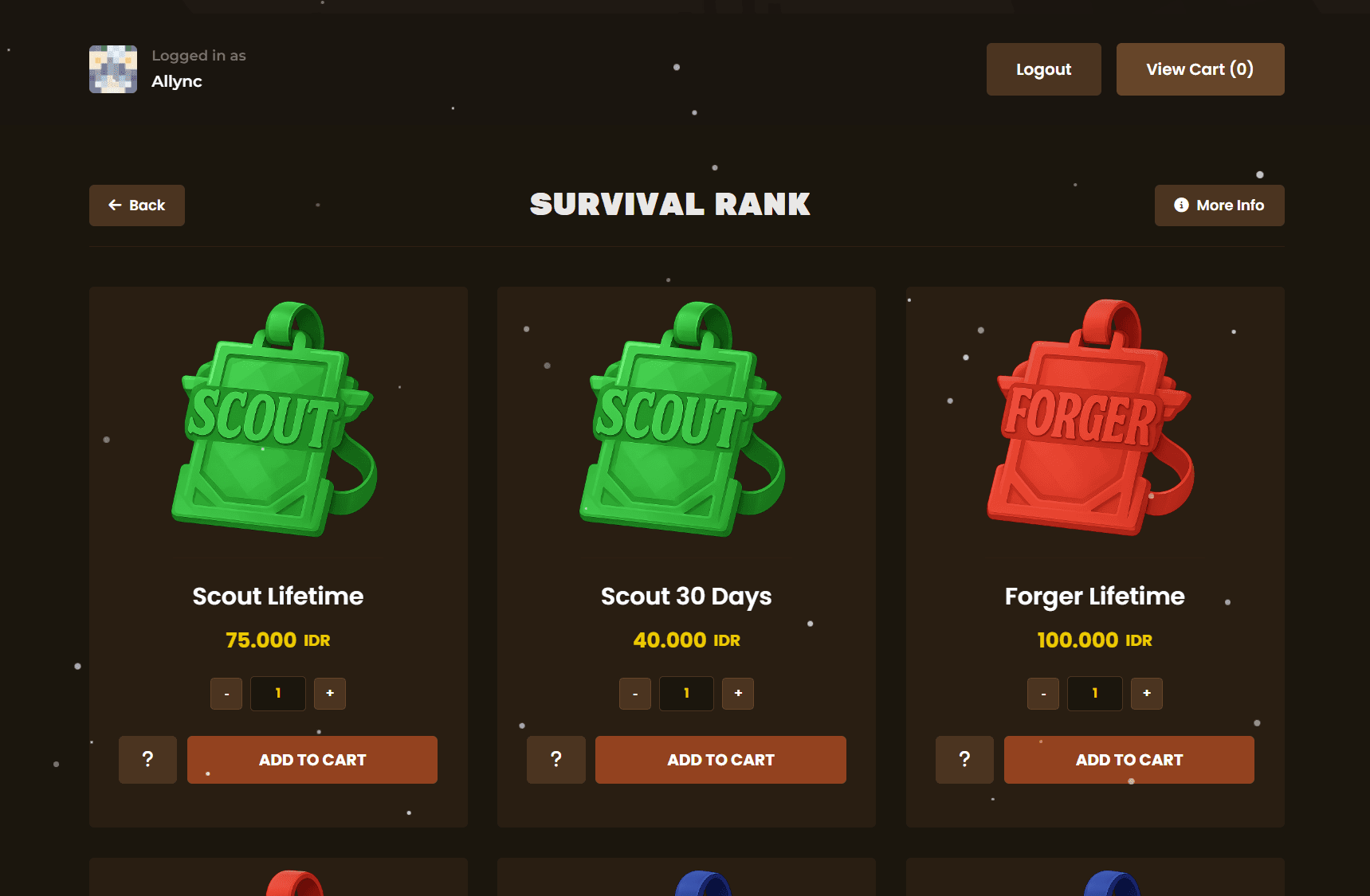 MineHive Minecraft Server Store product view 2