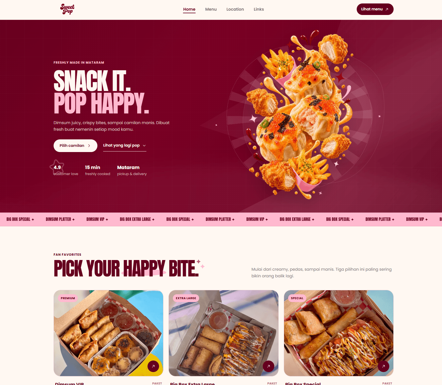 SweetPop Snack It Pop Happy website home page