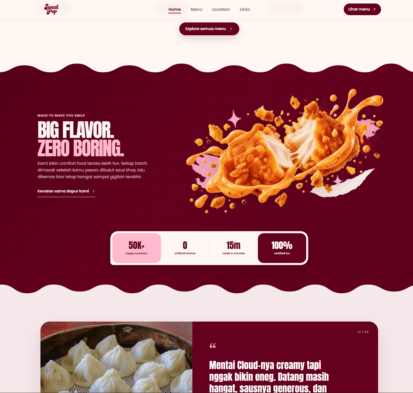 SweetPop Food Website product view 1